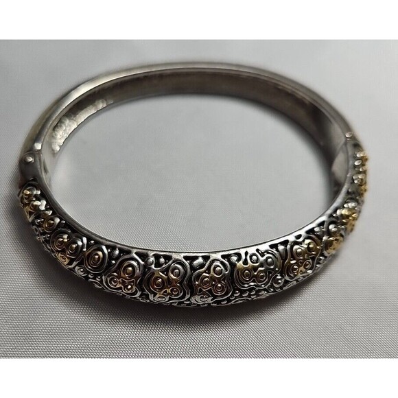 Sterling-Look (Faux) Bangle Bracelet. - Picture 2 of 6